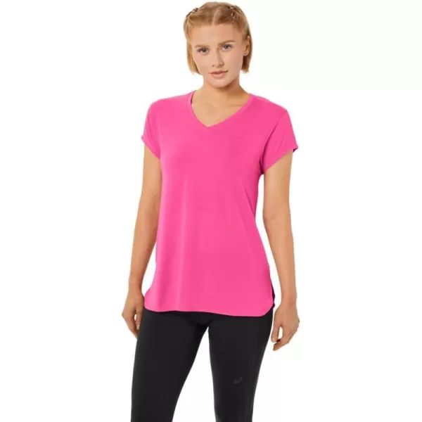 imageASICS Womens Heather Vneck Short Sleeve TOP ApparelHot Pink Heather