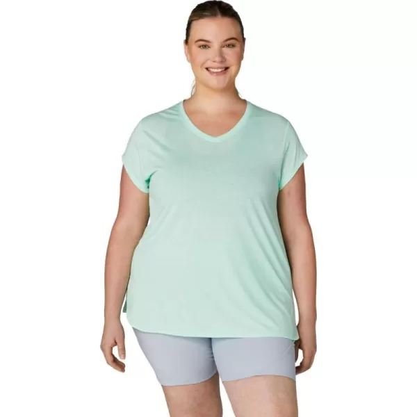 imageASICS Womens Heather Vneck Short Sleeve TOP ApparelMint Tint Heather
