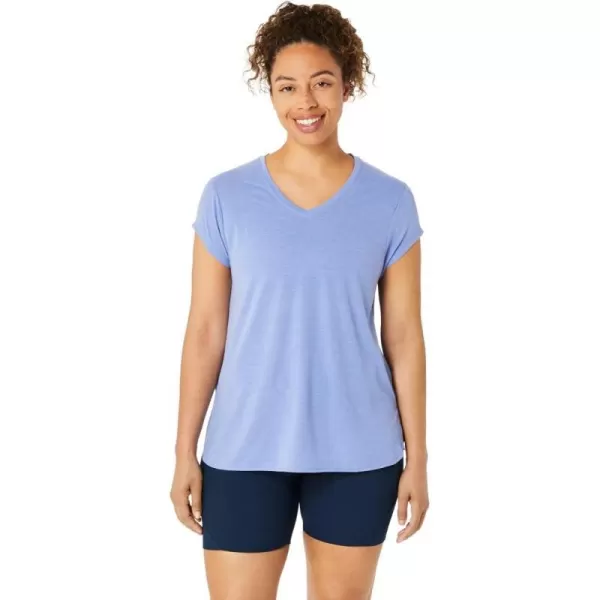 imageASICS Womens Heather Vneck Short Sleeve TOP ApparelViolet Storm Heather