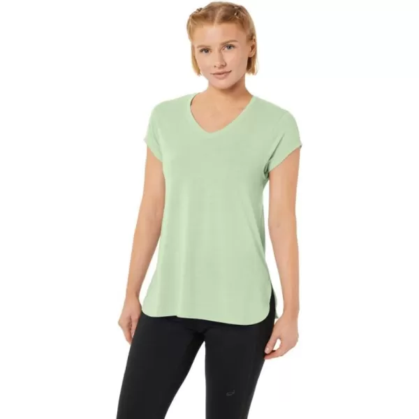 imageASICS Womens Heather Vneck Short Sleeve TOP ApparelWhisper Green Heather