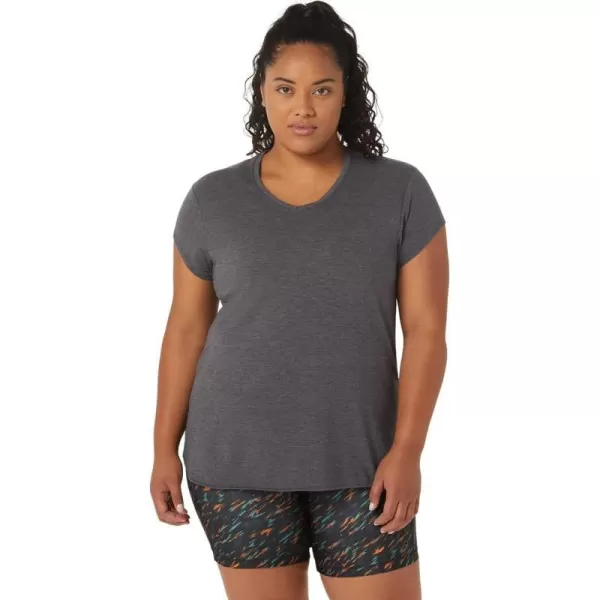 imageASICS Womens Heather Vneck TOP ApparelDark Grey Heather