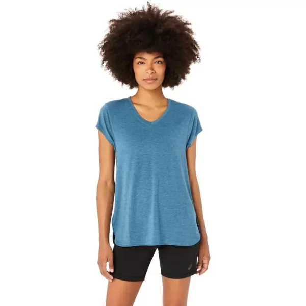 imageASICS Womens Heather Vneck TOP ApparelGloomy Sea Heather