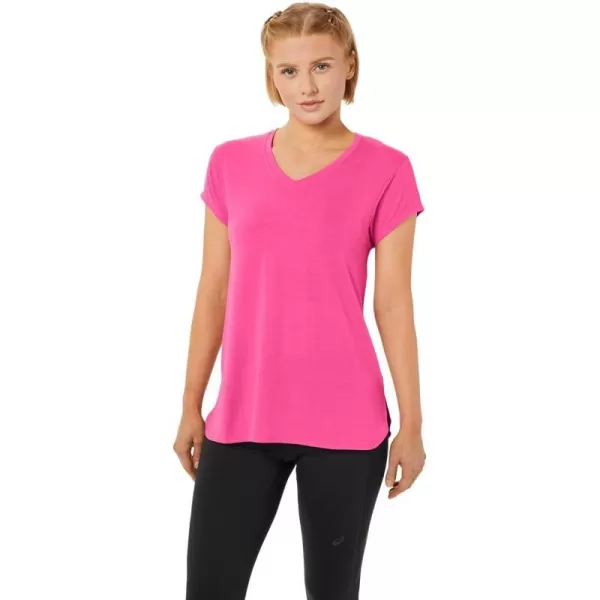 imageASICS Womens Heather Vneck TOP ApparelHot Pink Heather