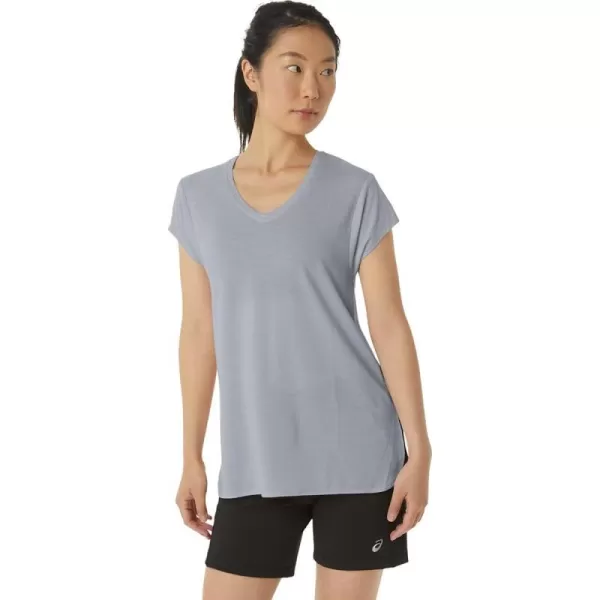 imageASICS Womens Heather Vneck TOP ApparelPiedmont Grey Heather