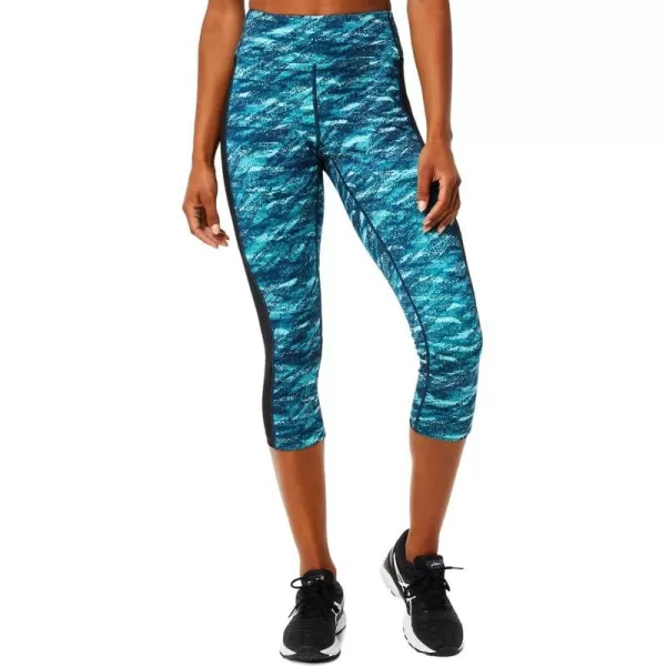 imageASICS Womens Kate Pocket Capri Training ApparelPeacoatFresh Ice Multi