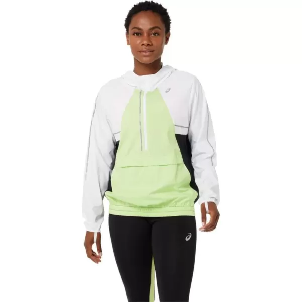 imageASICS Womens LITESHOW JACKET Running ApparelBrilliant WhiteLime Green
