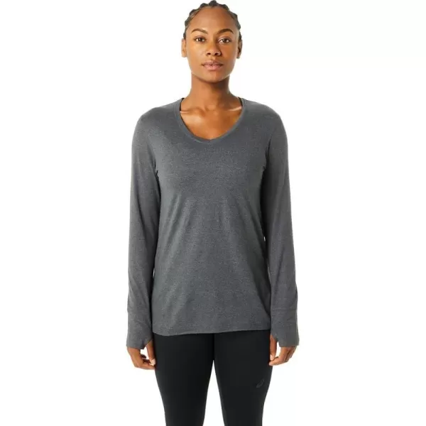 imageASICS Womens Long Sleeve Heather TOP Training ApparelDark Grey Heather