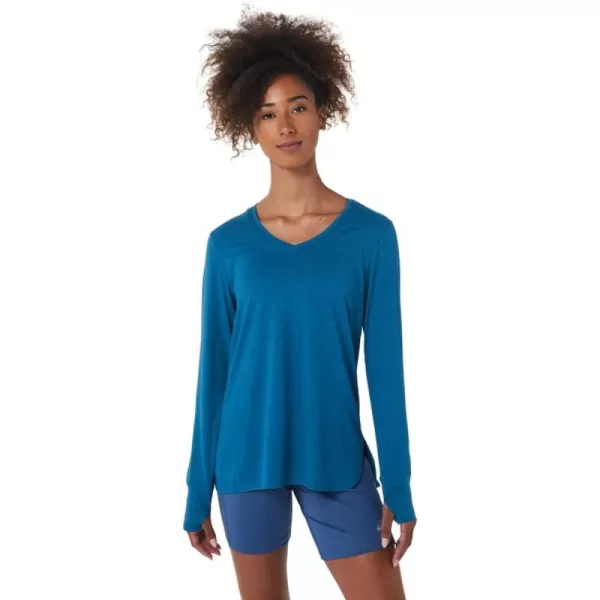 imageASICS Womens Long Sleeve Heather TOP Training ApparelDeep Sea Teal Heather