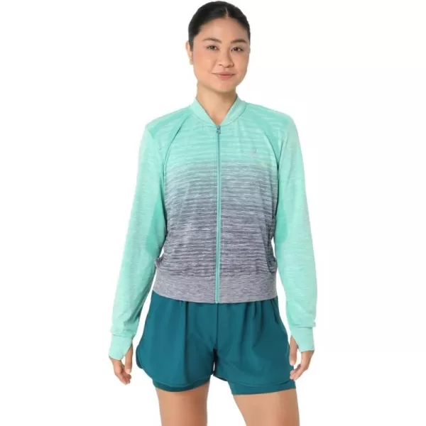 imageASICS Womens NAGINO RUN SEAMLESS JACKET ApparelAurora GreenBlue Expanse