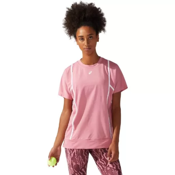 imageASICS Womens New Strong 92 Short Sleeve TOP Tennis ApparelSmokey RoseBrilliant White