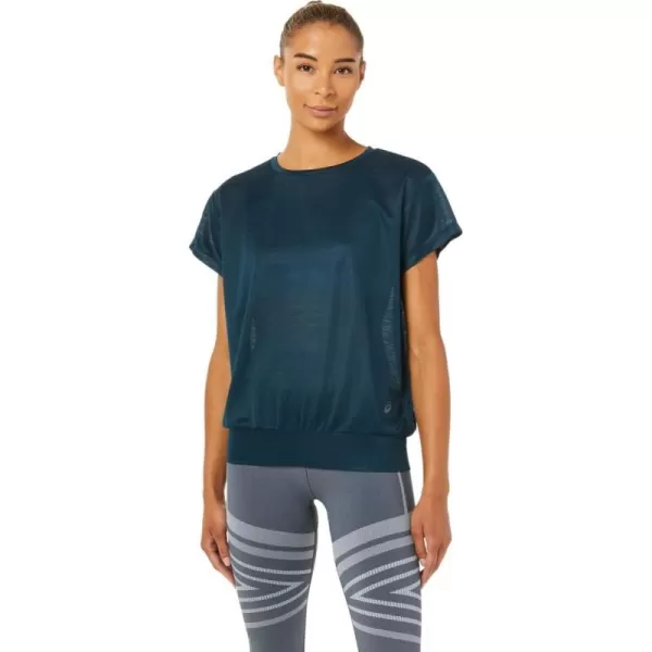 imageASICS Womens Open Back Short Sleeve TOP Training ApparelFrench Blue