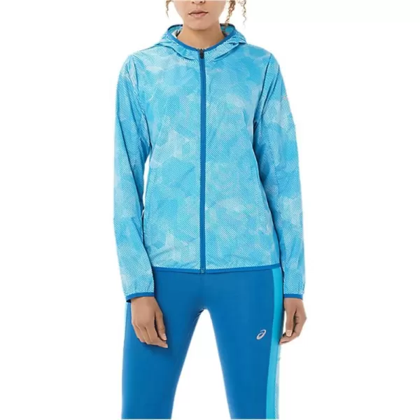 imageASICS Womens PACKABLE JACKET Running ApparelAqua Angel PrintReborn Blue