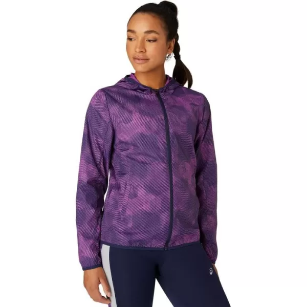 imageASICS Womens PACKABLE JACKET Running ApparelDigital Grape PrintPeacoat