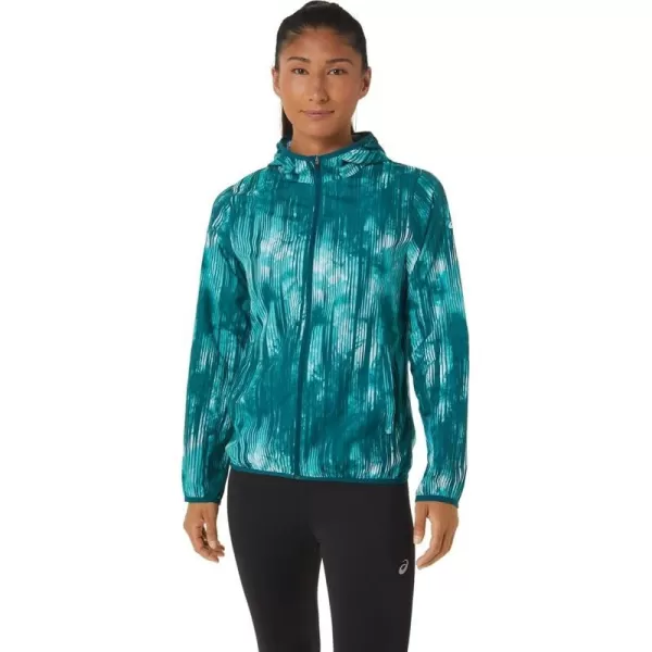 imageASICS Womens PACKABLE JACKET Running ApparelSea Glass Tie Dye Print