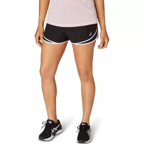 imageASICS Womens PR Lyte 25 Run Short ApparelPerformance Black EmbossPink Salt