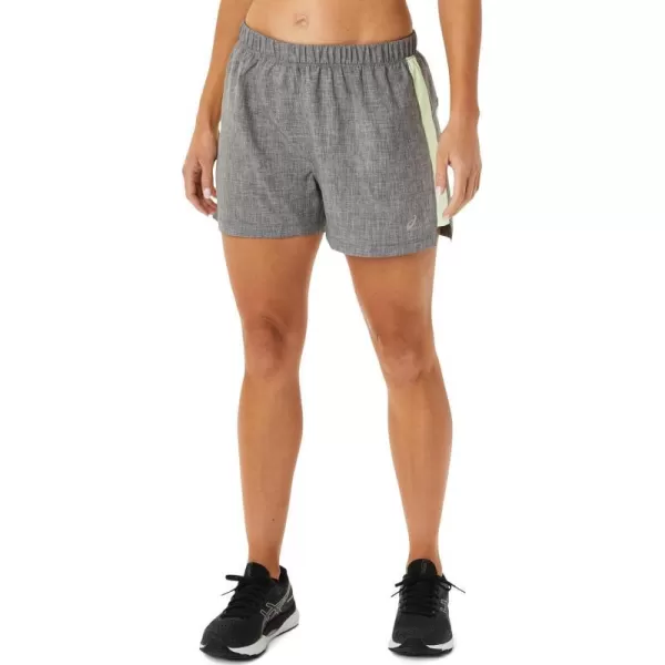 imageASICS Womens ReadySet 3IN Short Running ApparelDark Grey HeatherIlluminate Yellow