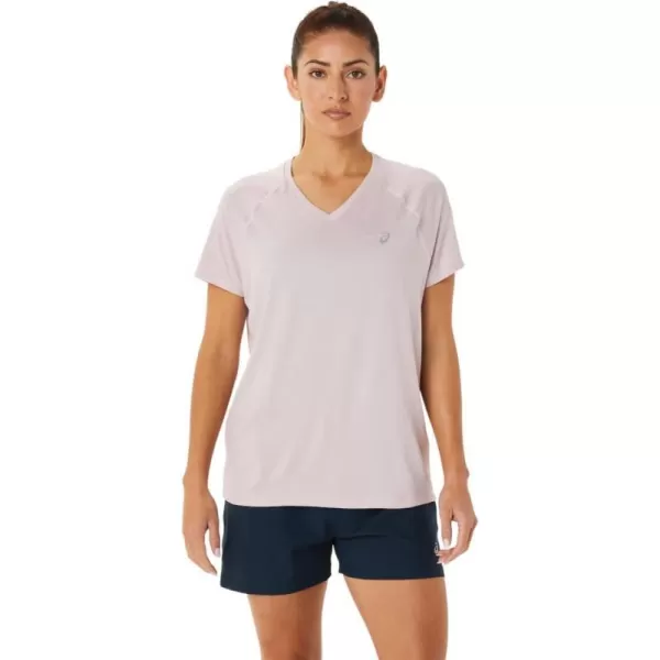 imageASICS Womens ReadySet Lyte VNeck Running ApparelBarely Rose Heather