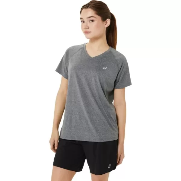 imageASICS Womens ReadySet Lyte VNeck Running ApparelDark Grey Heather