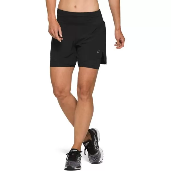 imageASICS Womens Road 2N1 55IN Short Running ApparelPerformance Black