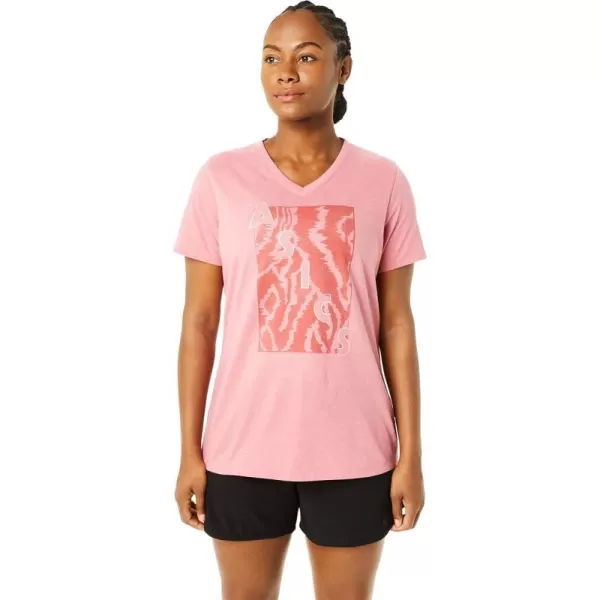 imageASICS Womens Shortsleeve Print Vneck Training ApparelSmokey Rose Heather