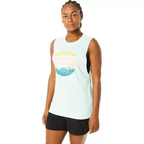 imageASICS Womens Sound Mind Sound Body Mountain Muscle Tank Training ApparelFresh Ice Heather