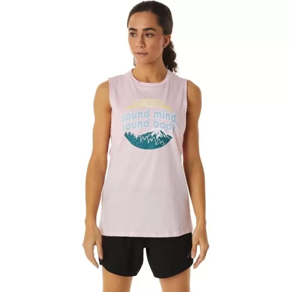 imageASICS Womens Sound Mind Sound Body Mountain Muscle Tank Training ApparelPink Salt