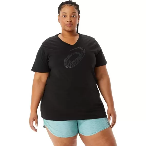 imageASICS Womens Spiral a Airbrush Tiger Print VNeck Running ApparelPerformance Black