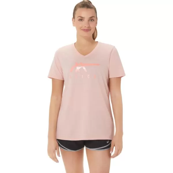 imageASICS Womens Stripes Vneck Training ApparelFrosted Rose