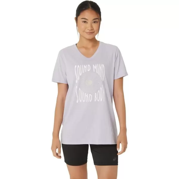 imageASICS Womens Sunflower Slogan Vneck Training ApparelDusk Violet