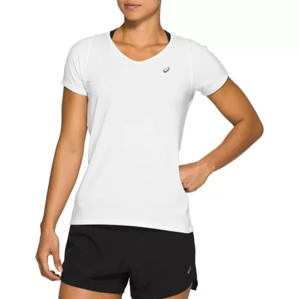 imageASICS Womens VNeck Short Sleeve Top Running ApparelBrilliant White
