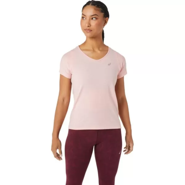 imageASICS Womens VNeck Short Sleeve Top Running ApparelFrosted Rose