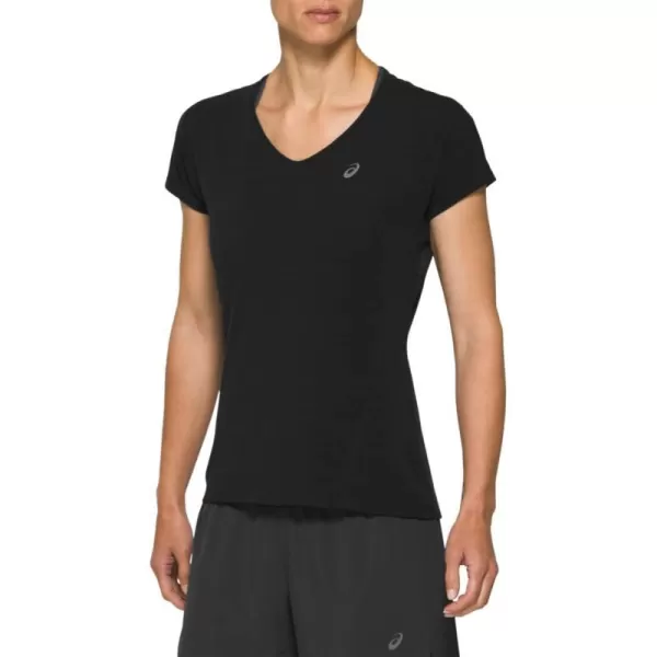 imageASICS Womens VNeck Short Sleeve Top Running ApparelPerformance Black
