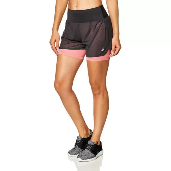 imageASICS Womens Ventilate 2N1 35 Short Running ApparelGraphite GreyPeach Petal