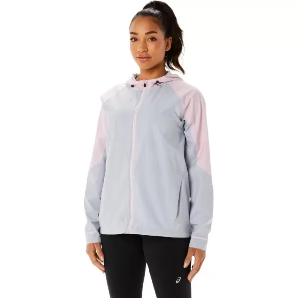 imageASICS Womens WATERPROOF JACKET ApparelPiedmont GreyBarely Rose