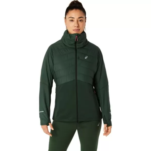 imageASICS Womens WINTER RUN JACKET ApparelRain Forest