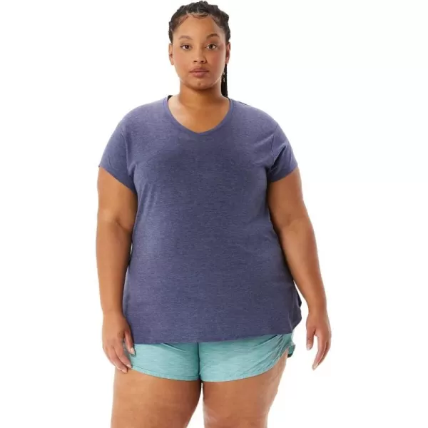 imageASICS Womens Womens Heather Vneck Short Sleeve TOP ApparelPeacoat Heather