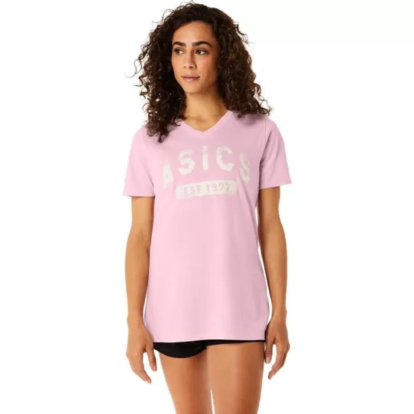 imageASICS Womens Womens Short Sleeve EST 1977 Vneck TEEPink Salt
