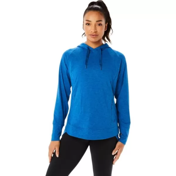 imageASICS Womens Womens TECH PO HOODIE ApparelLake Drive SpacedyeClear Blue