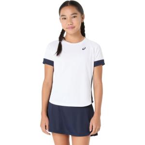 imageASICS GIRLS TENNIS Short Sleeve TOP TENNIS Apparel M BRILLIANT WHITEMIDNIGHT