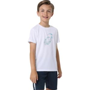 imageASICS Kids SPIRAL GRAPHIC Short Sleeve TEE Training Apparel L BRILLIANT WHITE