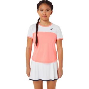 imageASICS Kids TENNIS Short Sleeve TOP Apparel L GUAVABRILLIANT WHITE