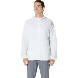 imageASICS Unisex PR LYTE PACKABLE JACKET Running ApparelWhiteGlacier Grey Suminashi Print