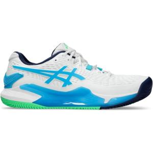 imageASICS Mens GelResolution 9 Clay Tennis ShoesWhiteDigital Aqua