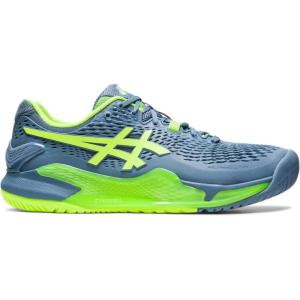 imageASICS Mens GelResolution 9 Tennis ShoesSteel BlueHazard Green