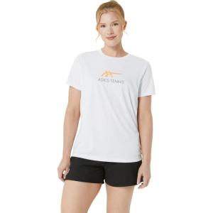 imageASICS WOMEN COURT TENNIS GRAPHIC TEE TENNIS ApparelBrilliant WhiteFaded Orange