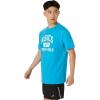 imageASICS Unisex TRACK AND FIELD Short Sleeve VNECK TOP Training ApparelIsland Blue Heather