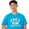 imageASICS Unisex TRACK AND FIELD Short Sleeve VNECK TOP Training ApparelIsland Blue Heather