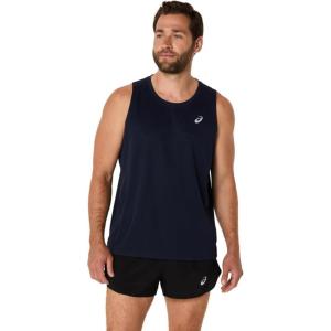 imageASICS Mens SILVER SINGLET Running ApparelMidnight