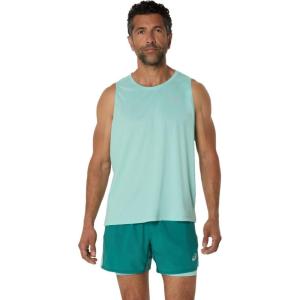 imageASICS Mens SILVER SINGLET Running ApparelOasis Green