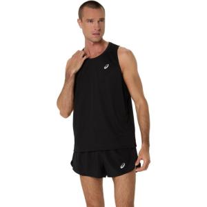 imageASICS Mens SILVER SINGLET Running ApparelPerformance Black